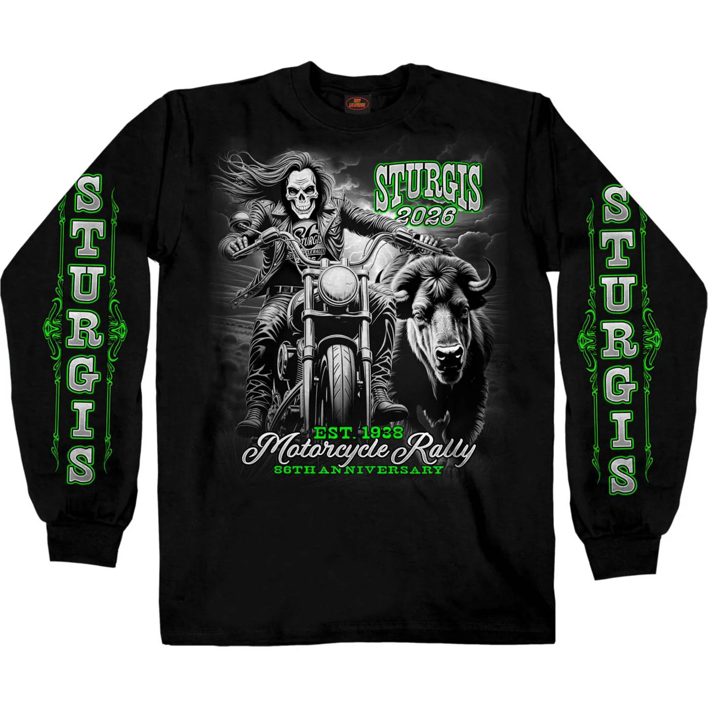 High-Quality 2026 Men’s Sturgis Motorcycle Rally Skull Chaser 1 Black Long Sleeve Shirt – SPB2134 High-Performance