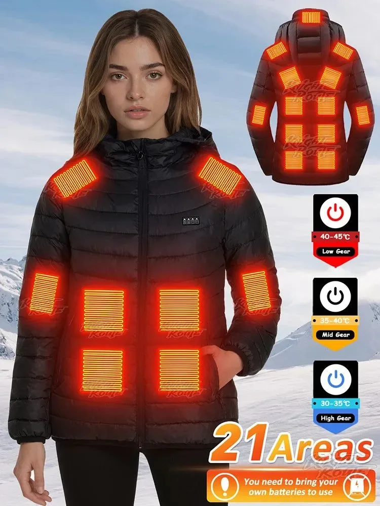 Minimalist Stylish Heated Winter Jacket for Women – 21-Zone Heating with 4 Smart Switches Classic