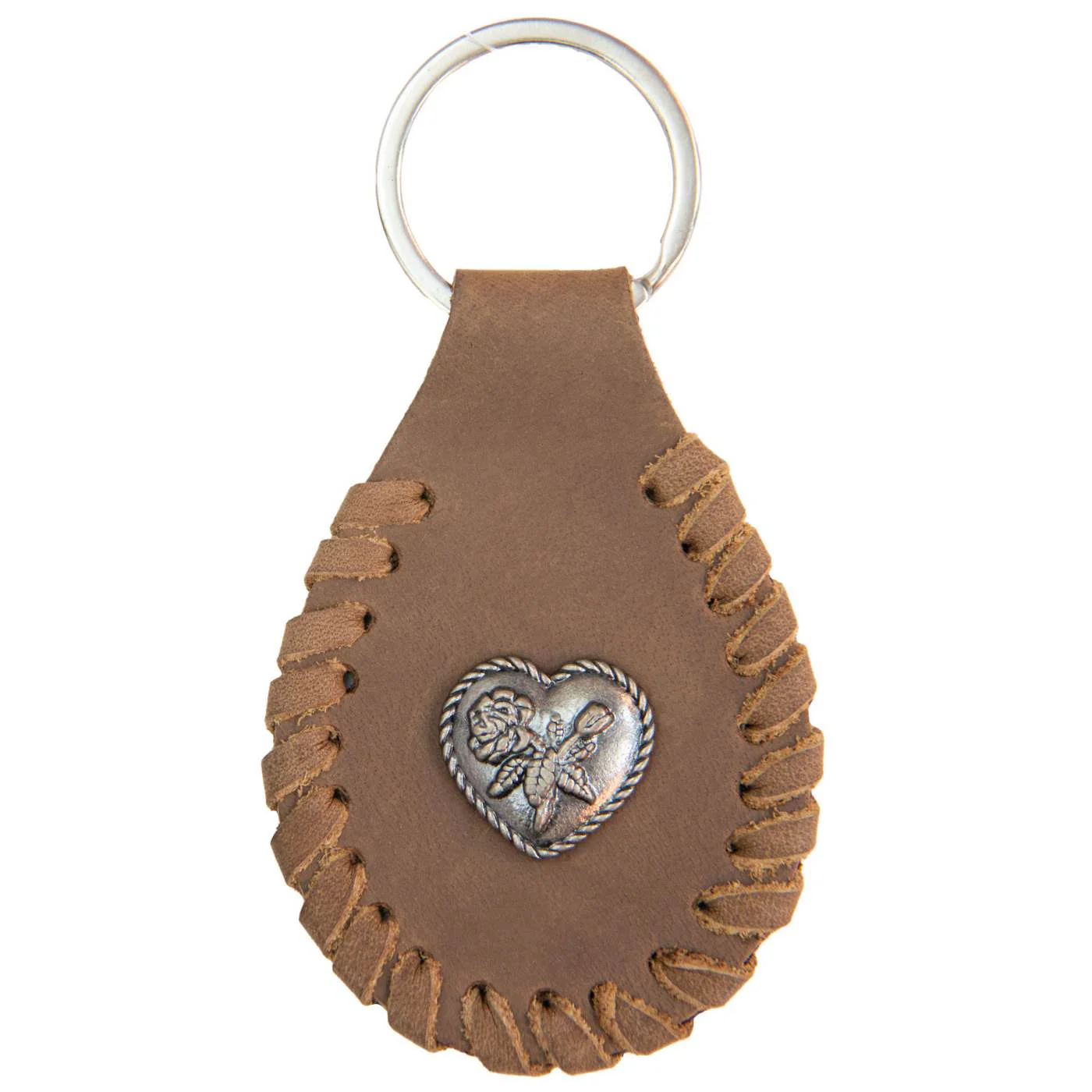 Artisan Milwaukee Leather Black Rose Heart Pewter Emblem Key Chain – MLA9515 Durable