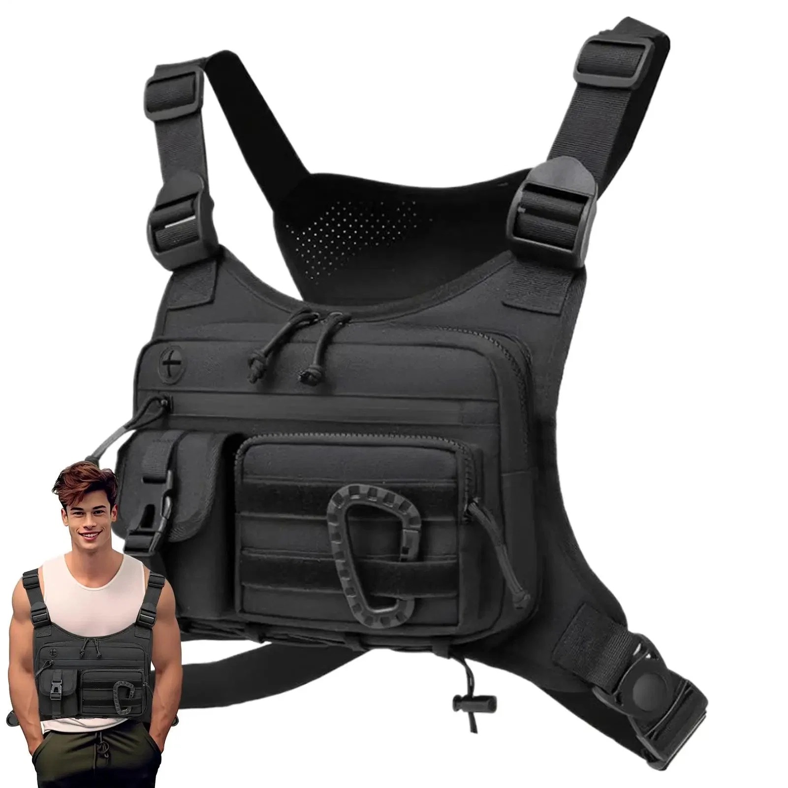 Recyclable Anti-Theft Chest Bag – Adjustable Running Vest Pack for Travel Hiking Motorcycle Outdoor Activities Fashionable