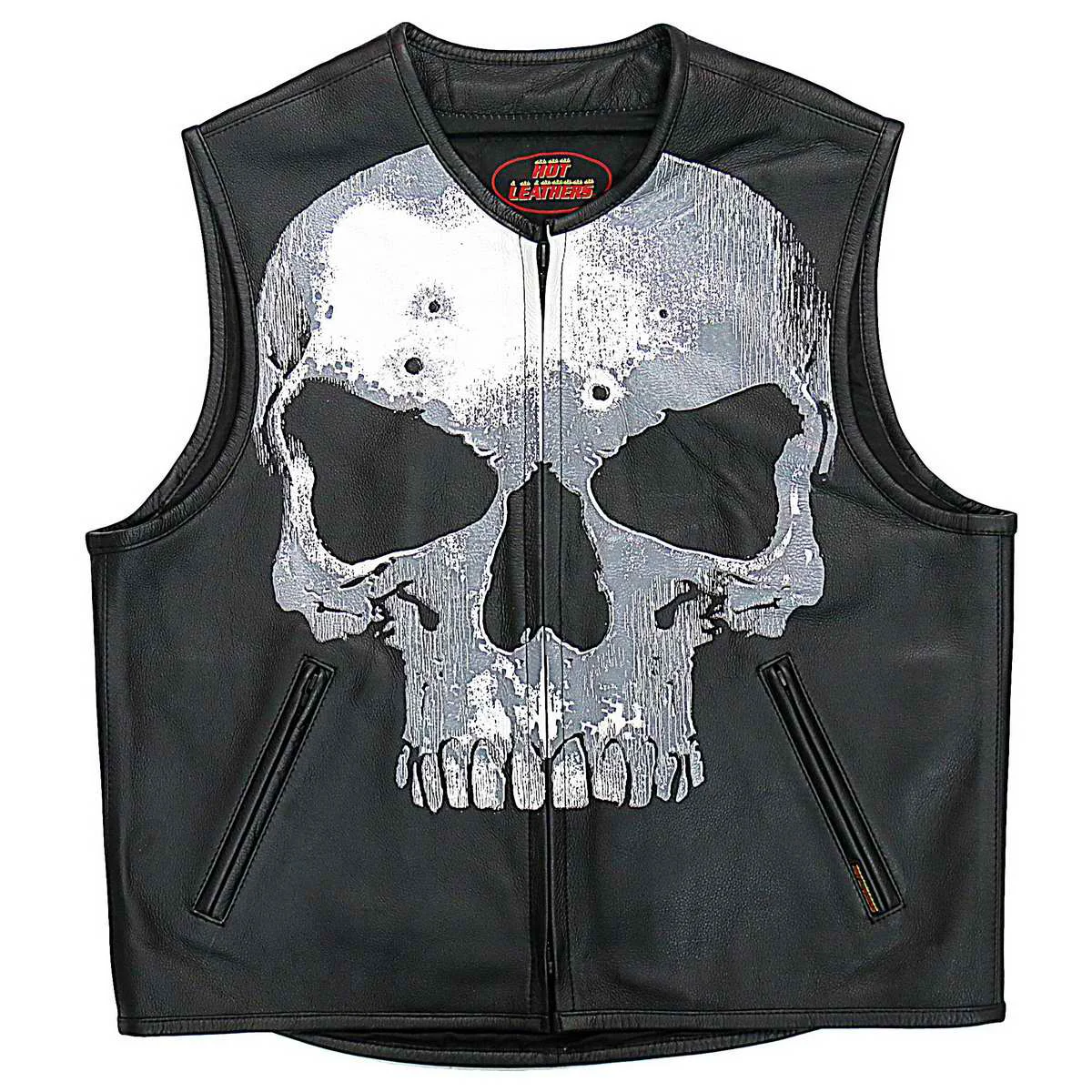 Certified Hot Leathers M2001 Men’s Black Jumbo Skull Conceal and Carry Leather Vest High-Performance
