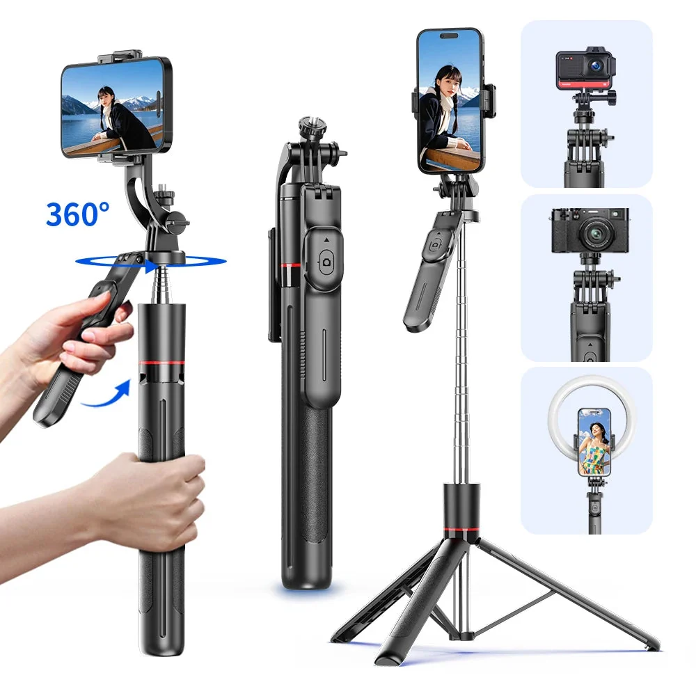 Sophisticated Selfie Stick Tripod 1708mm Bluetooth Remote 360° Rotation Easy-to-Use