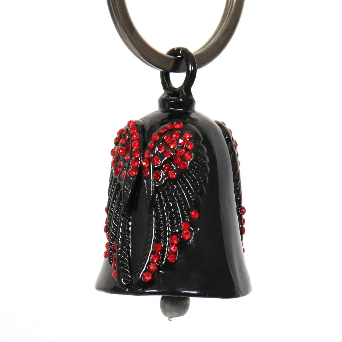 Comfortable Milwaukee Leather MLB9004 ‘Wings with Red Diamond’ Motorcycle Good Luck Bell Key Chain Accessory for Bikers Stylish