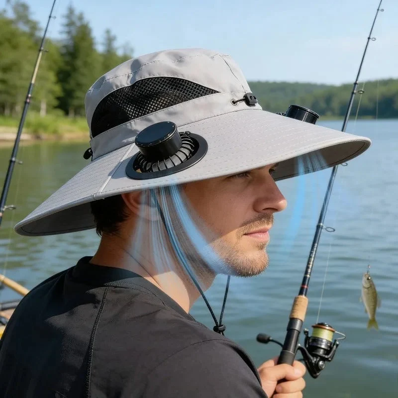 Recyclable Solar Powered Sun Hat with Cooling Fan UV Protection Excellent
