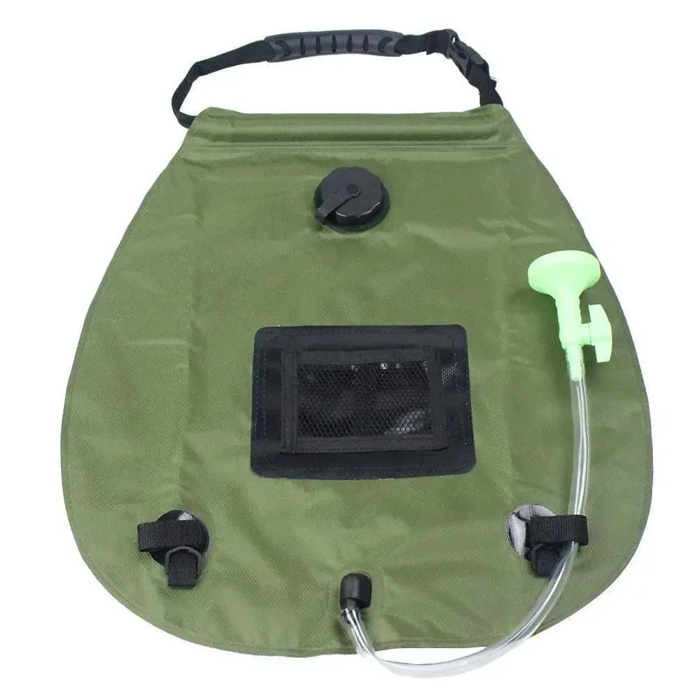Smart Bolsa de ducha solar plegable de alta capacidad de 20 l bolsa de almacenamiento de agua para acampar al aire libre senderismo escalada hidratación con cabezal de ducha y manguera. Premium Material