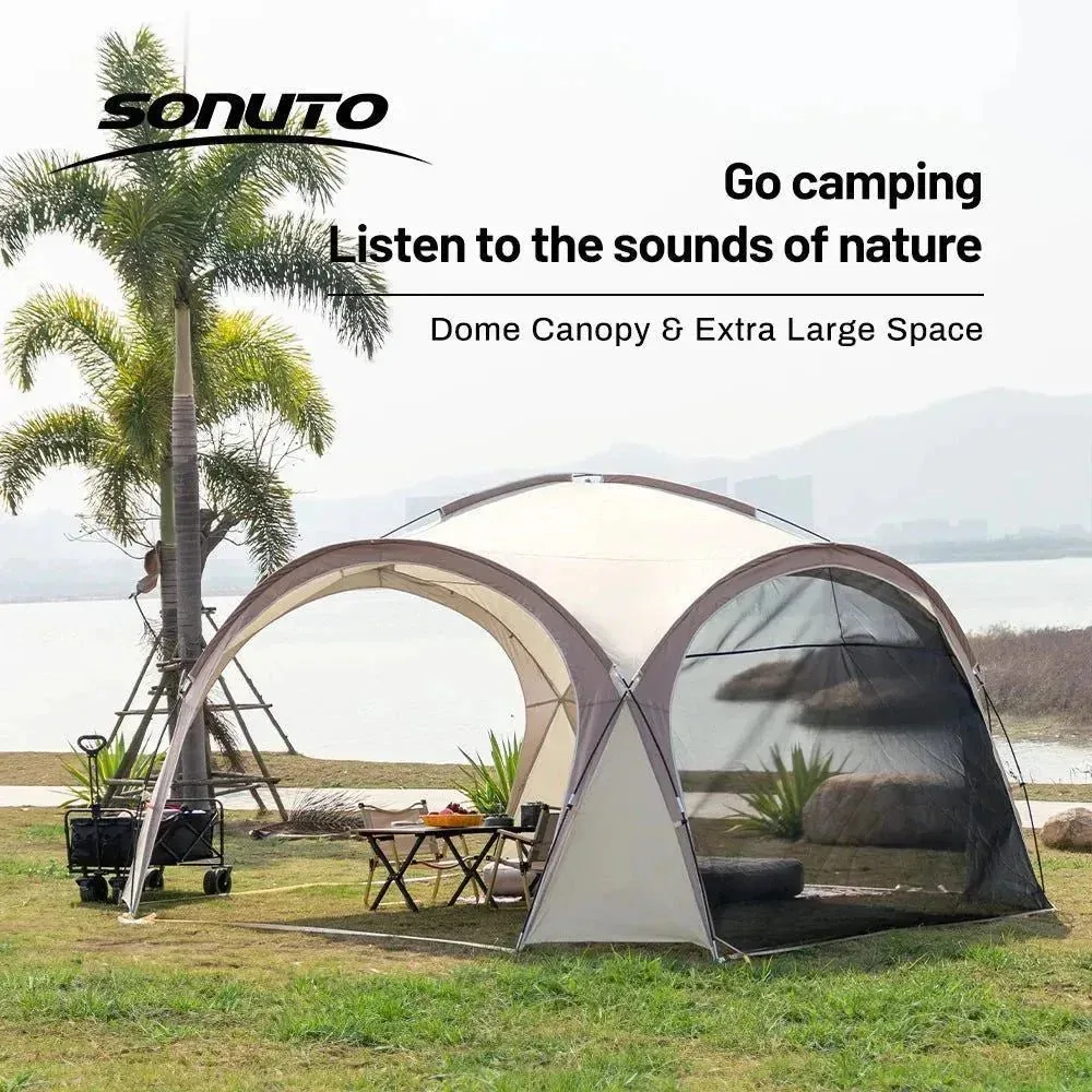 Green Tienda de campaña grande Sonuto Dome Canopy toldo extragrande para acampar al aire libre i para protegerse del sol y hacer senderismo resistente a la lluvia y antimosquitos. Professional