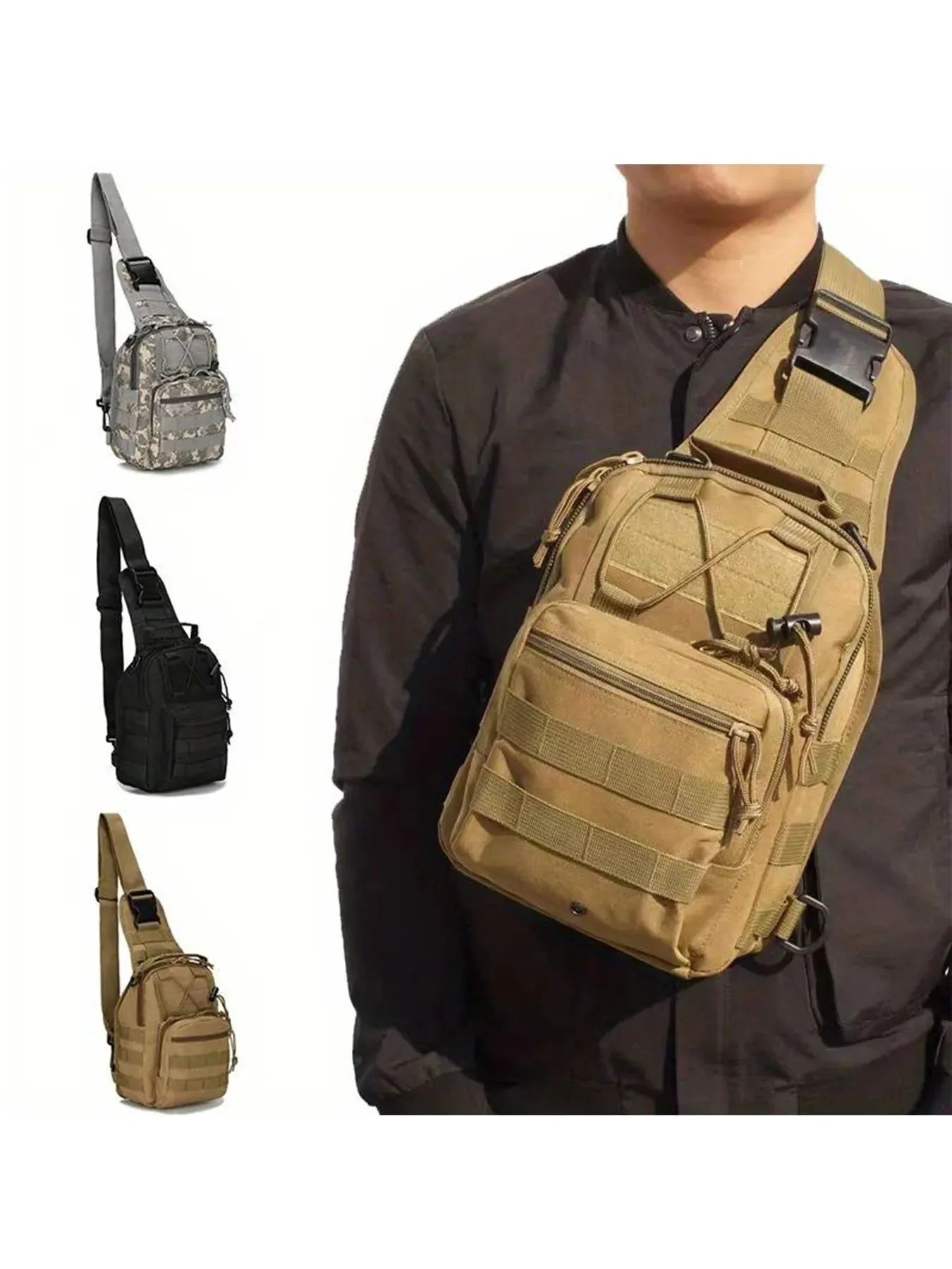 Dependable Mochila táctica versátil tipo bandolera – Bolsa de pecho Oxford para senderismo y caza Exclusive