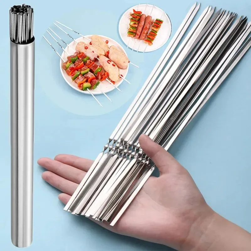 Sophisticated Brochetas de acero inoxidable – 10 15 piezas reutilizables para kebab camping picnic y cocina High-Quality