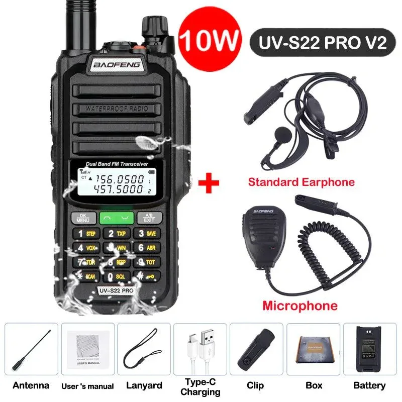 Powerful Walkie-talkie UV-S22 PRO V2 IP68 de doble banda resistente al agua y con alcance de 50 km UV9R UV5R Pro mejorado Convenient