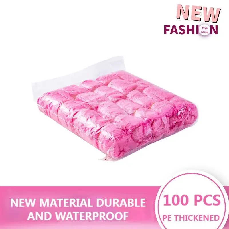 Convenient 100 cubrezapatos desechables impermeables – Cubrezapatos antideslizantes y resistentes al desgaste para exteriores días lluviosos y limpieza de alfombras 100 fundas desechables de plástico impermeables para zapatos antideslizantes y resistentes al desgaste ies para limpiar alfombras en días lluviosos. Pure