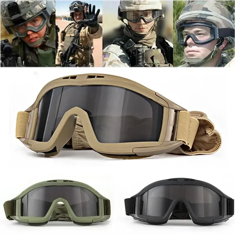 Secure Gafas tácticas de airsoft gafas de 3 lentes resistentes al viento y al polvo para tiro motocross motocicletas montañismo y juegos de CS con protección UV. Genuine