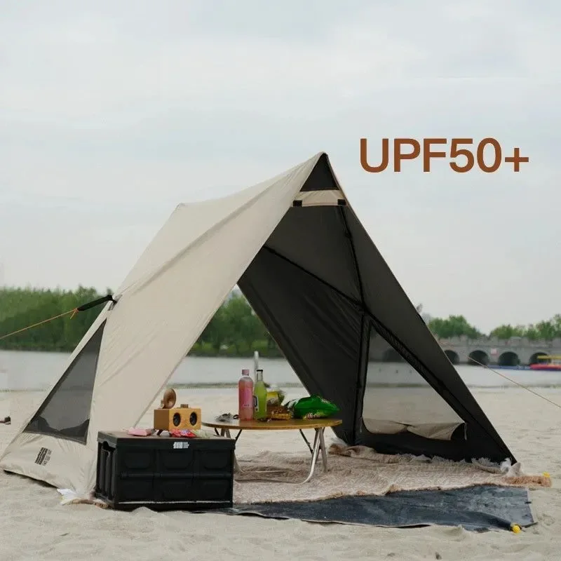 Stylish Tienda de playa portátil desplegable para 3-4 personas refugio solar sombra para picnic y toldo exterior. Functional