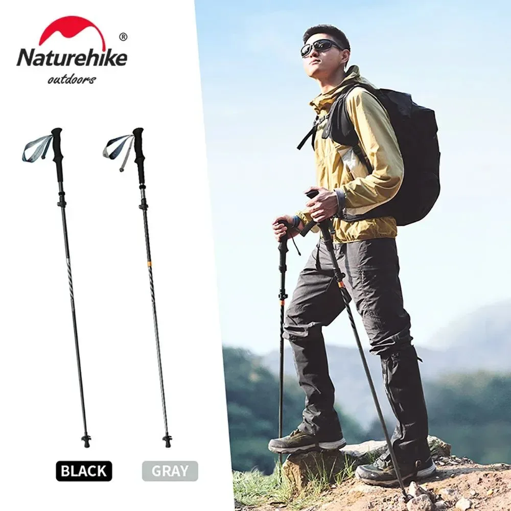 Premium Material Bastones de trekking de fibra de carbono – Aleación de aluminio 7075 bastones plegables de cinco secciones para escalada y senderismo Healthy