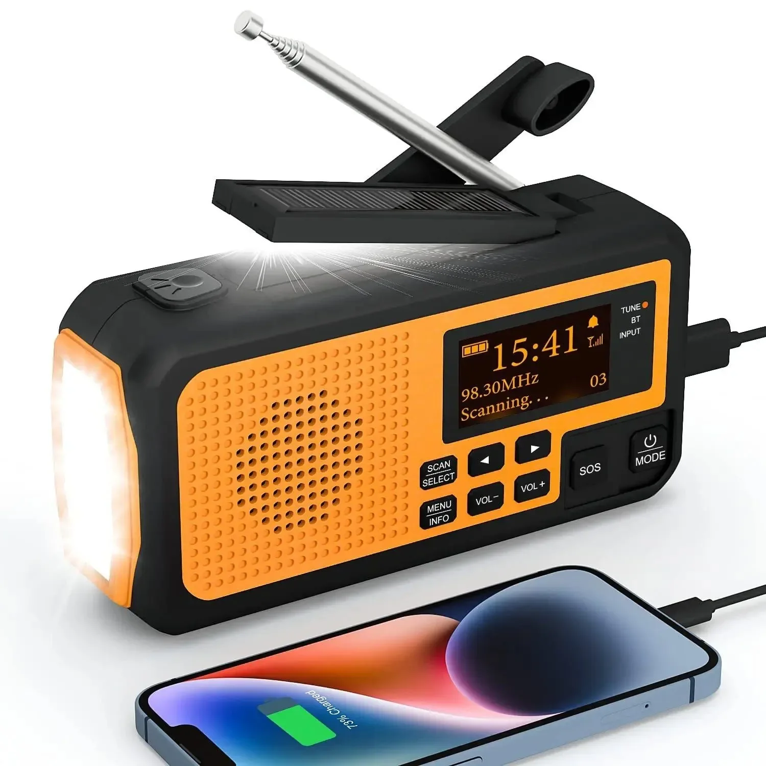 Advanced Altavoces Bluetooth con radio FM AM de emergencia multifuncionales batería externa de 5000 mAh radio DAB carga solar USB con manivela. Acerca de este artículo Environmentally Friendly