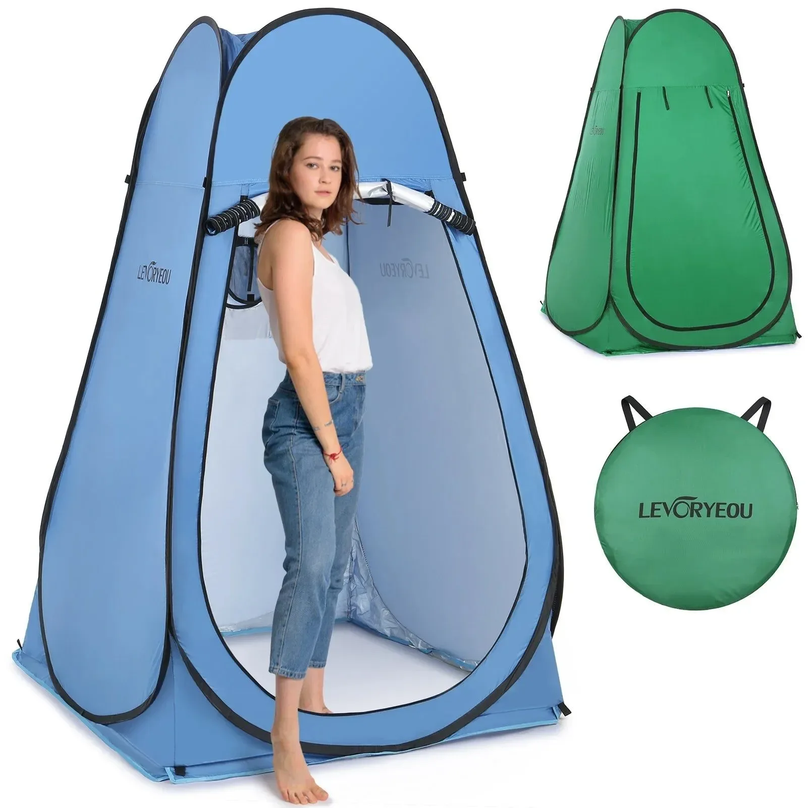 Comfortable Tienda de campaña portátil para exteriores con privacidad y ventana i para playa con ducha instantánea inodoro y cambiador. Convenient