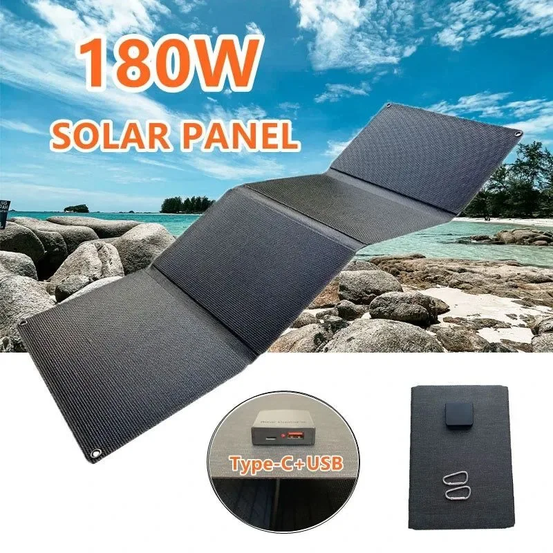 Outstanding Panel solar plegable de 180 W con cargador USB tipo C Célula solar portátil e impermeable para exteriores i para camping y senderismo Practical