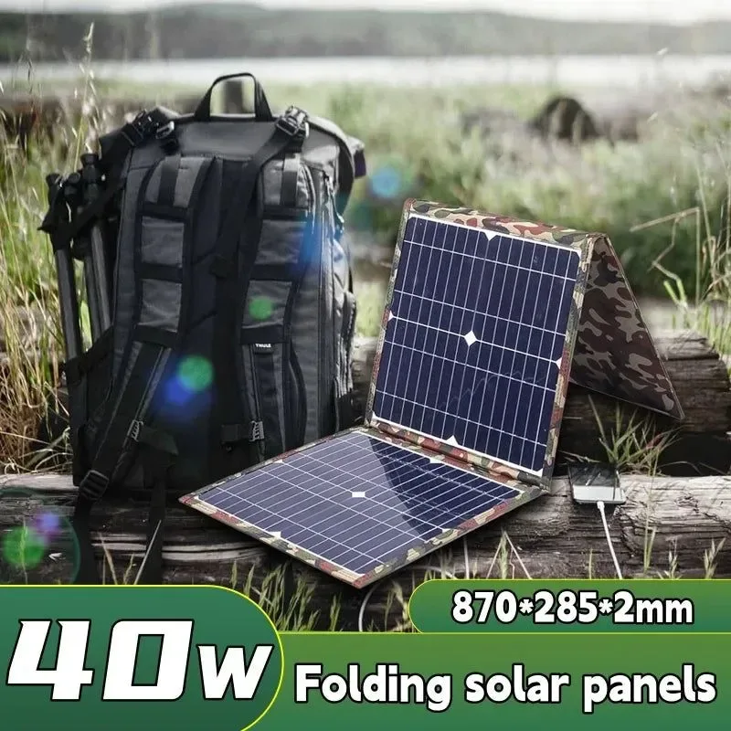 Minimalist Cargador solar portátil plegable de 40 W Estación de energía de 12 V con USB de 5 V para teléfonos móviles portátiles camping y senderismo Superior