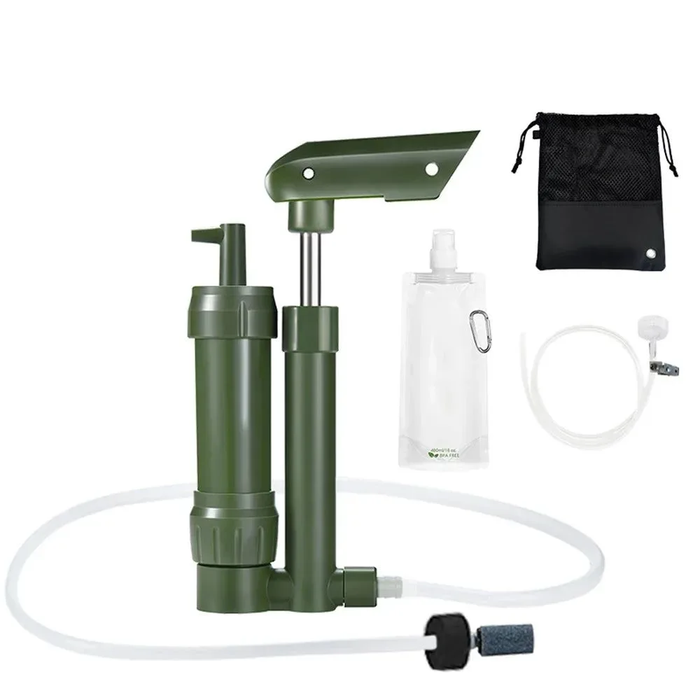 Smooth Filtro de agua con bomba manual purificador de agua de 3 etapas para camping sistema de filtración equipo de supervivencia 0 01 micrones con bolsa de almacenamiento de 500 ml. Eco-Friendly