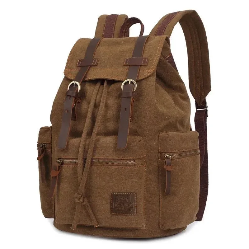 Carefully Designed Mochila vintage de lona para hombre y mujer bolsa de viaje senderismo y camping con múltiples compartimentos. Modern