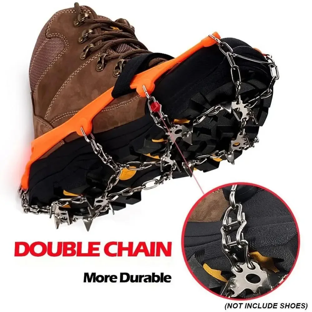 Reusable Crampones de escalada de 13 dientes agarres antideslizantes para hielo ies para senderismo y pesca en invierno. Solid
