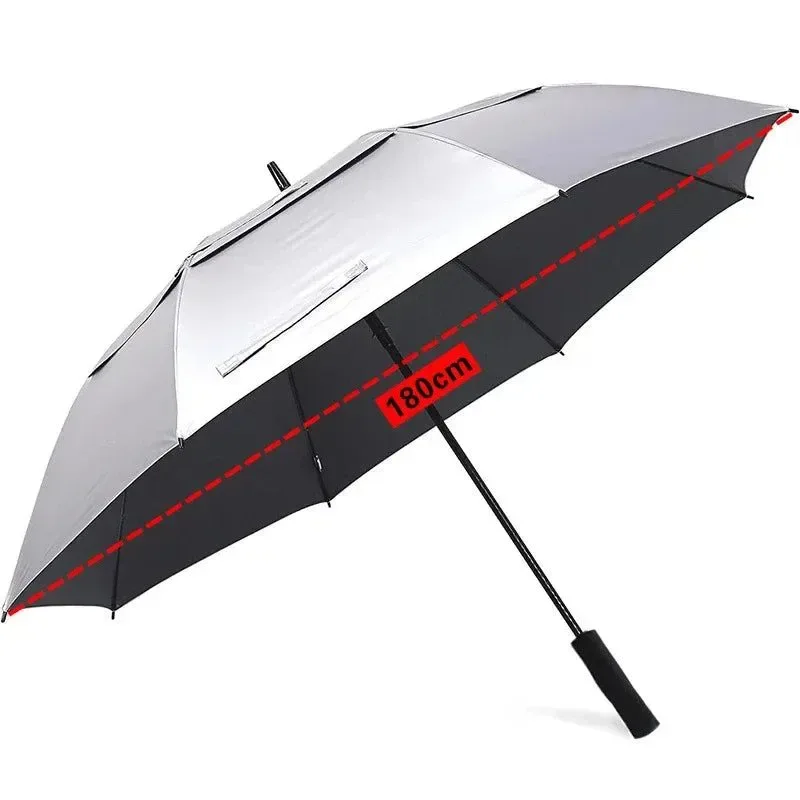 Expertly Made Paraguas extragrande de titanio plateado sombrilla de doble capa con protección solar para playa golf y actividades al aire libre. Original