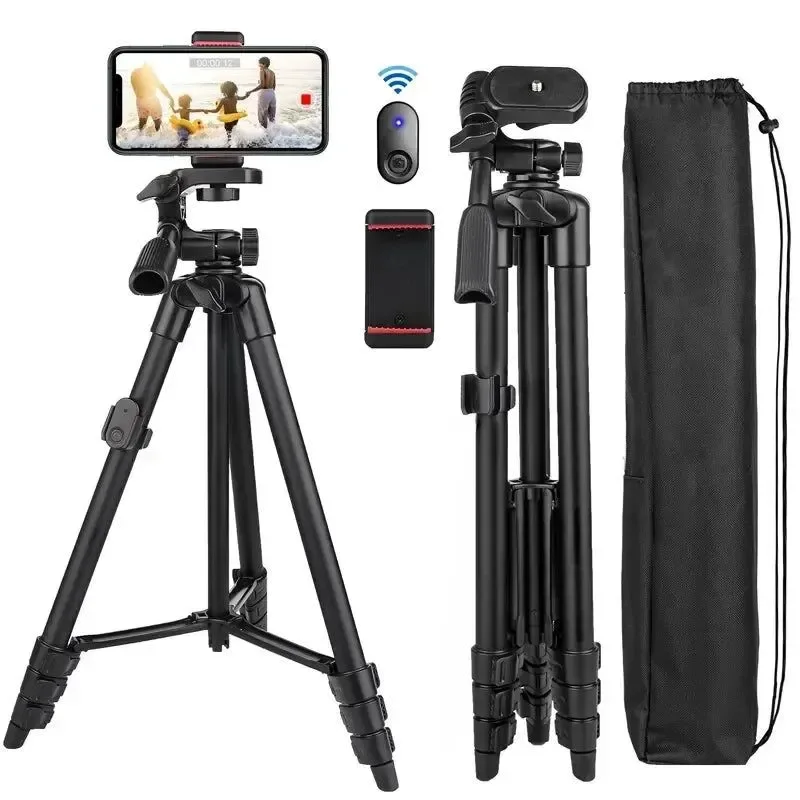 Optimized Trípode profesional de aluminio con control remoto Bluetooth extensible hasta 140 cm para smartphones DSLR y GoPro compatible con iPhone Xiaomi y Huawei . Green