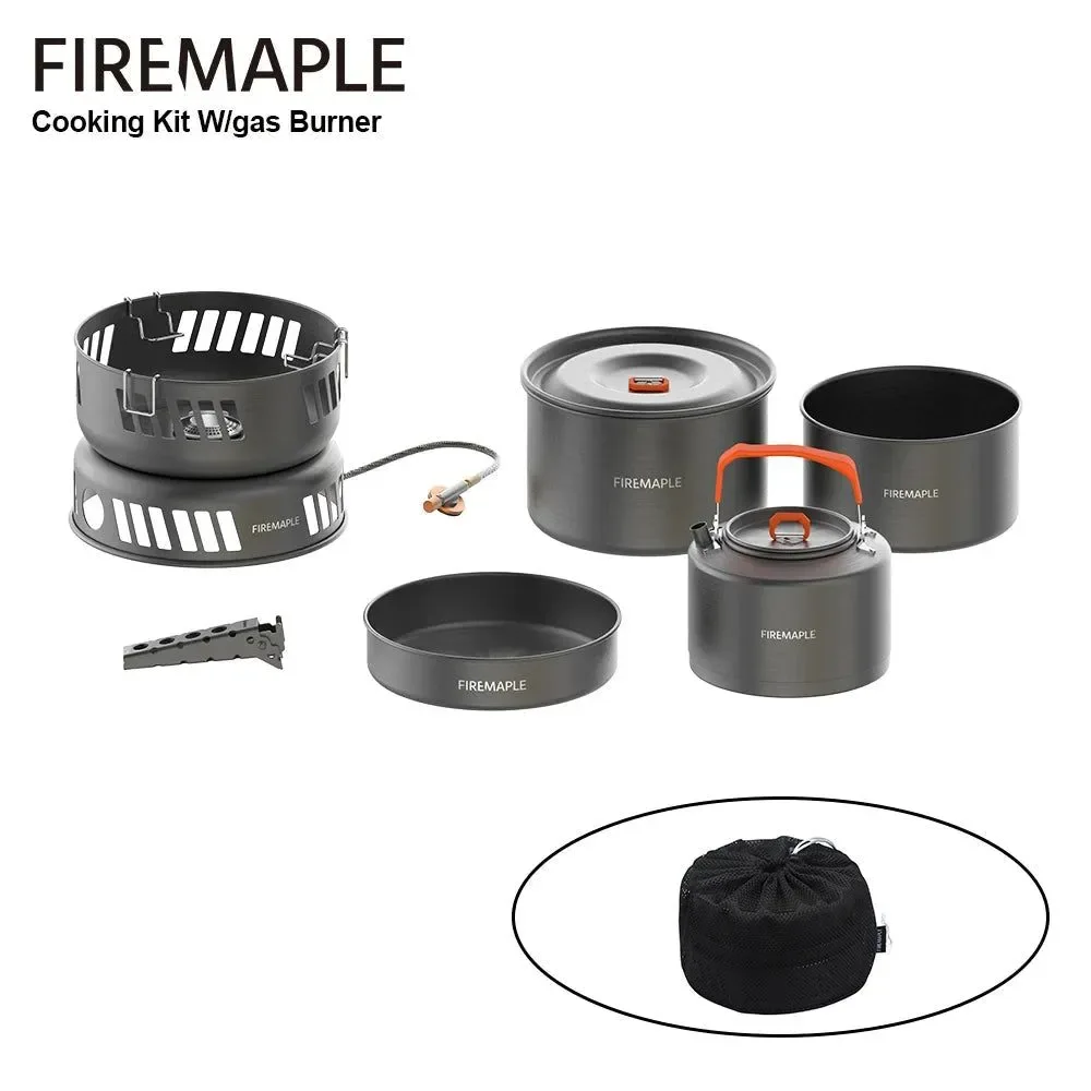 High-End Ultralight Camping Cookware Set with Gas Burner – 5 Person Aluminum Alloy Pot System for Hiking Backpacking Picnics Outstanding