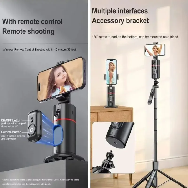 Comfortable 360° Rotating Phone Gimbal with 1.5M Selfie Stick Face Tracking – Stabilizer for TikTok Vlogging Live Streaming Recyclable