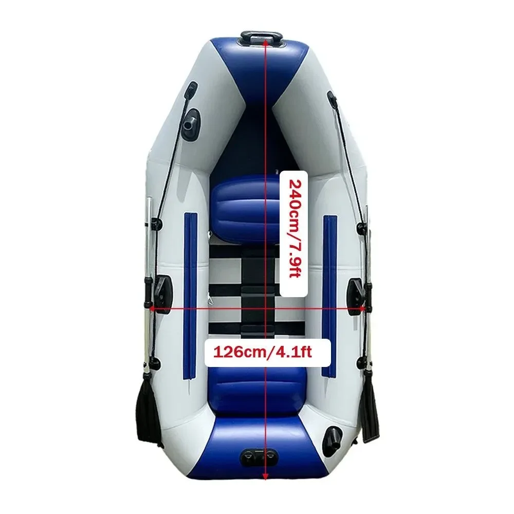 Classic 7.9ft Inflatable Fishing Boat 240kg Capacity 3-Person PVC Dinghy with Slat Floor Oars Smooth