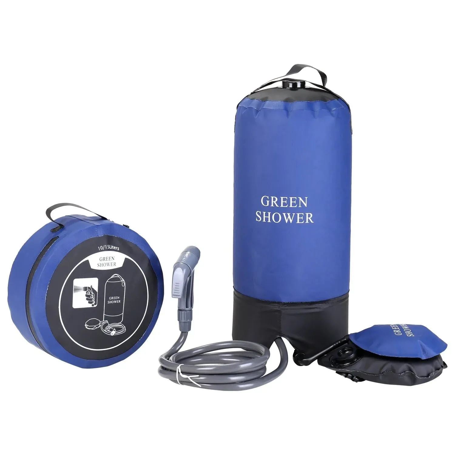 Enhanced Portable Inflatable Camping Shower 12L PVC Pressure Shower Bag with Foot Pump Hose Elegant