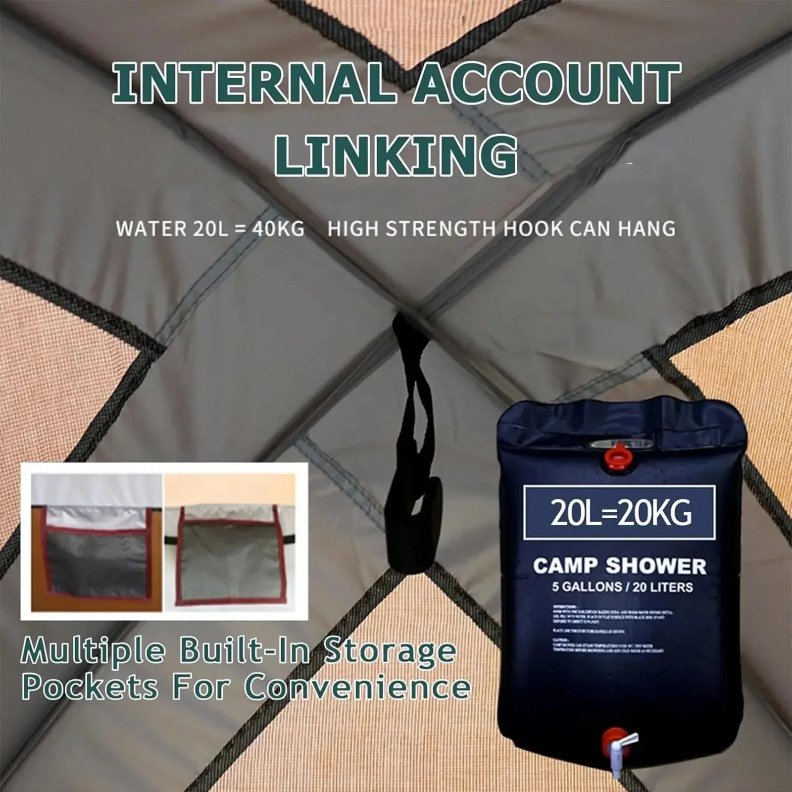 High-Grade Double Layer Pop-Up Shower Tent Instant Privacy Shelter for Camping Beach Toilet Luxury