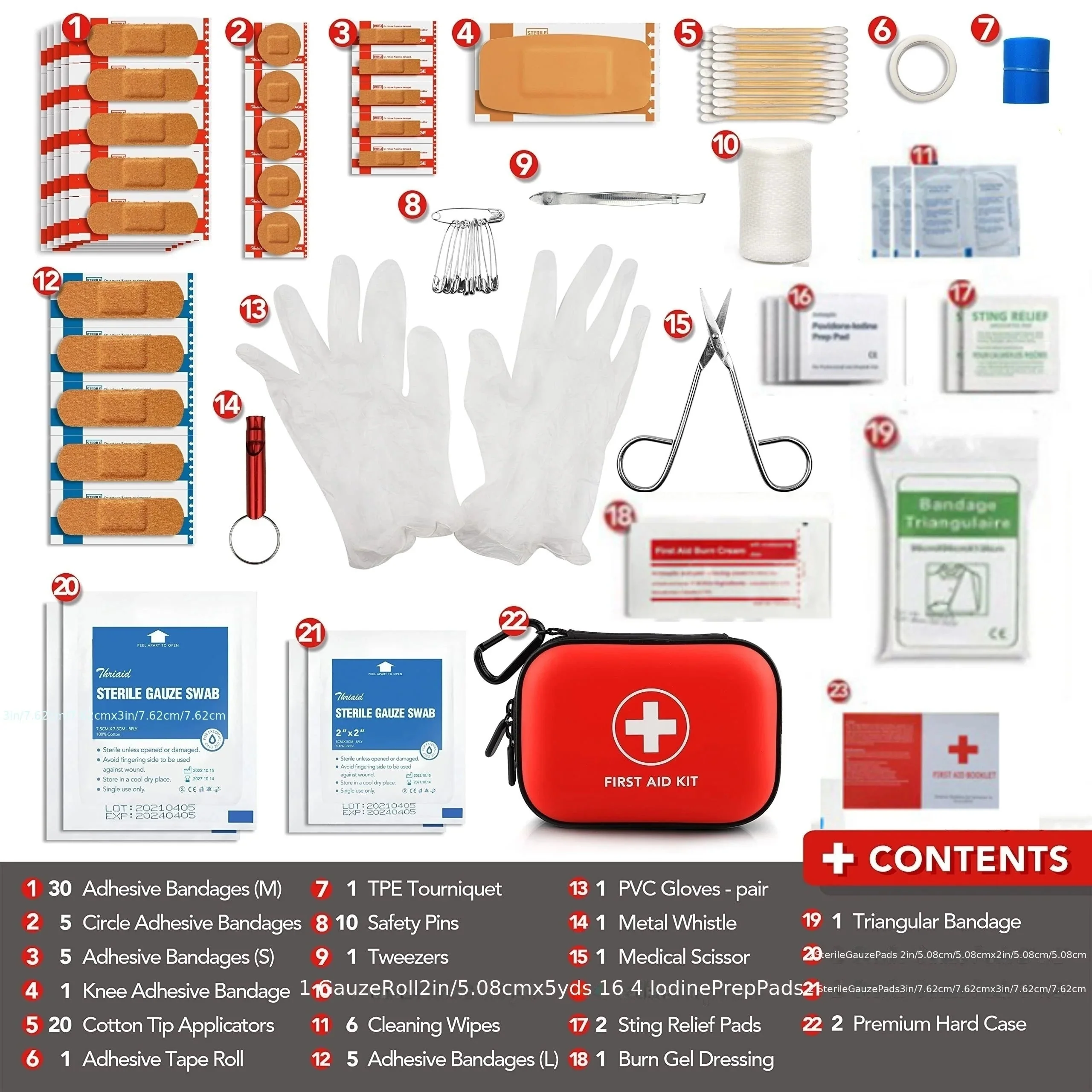 Organic 104-Piece First Aid Kit – Waterproof Hard Case Emergency Medical Kit for Travel Home Car Outdoor Use Pure