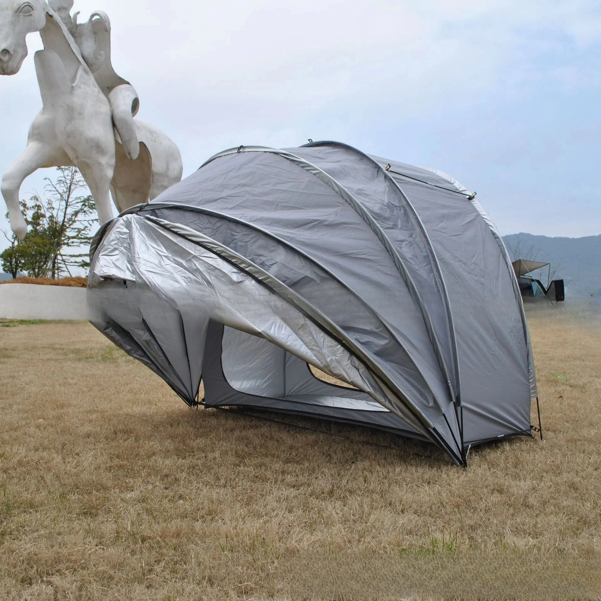 Solid Rainproof Multi-Use Shelter Tent – 600D Oxford Fabric Fiberglass Poles Fits 3–4 People Official