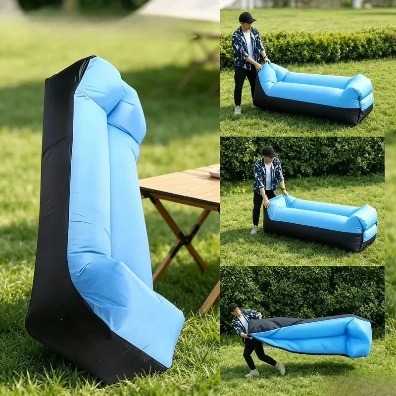 Verified Portable Waterproof Inflatable Lounge Chair with Pillow – Quick-Setup Air Sofa with Storage Bag for Camping Beach Festivals Solid