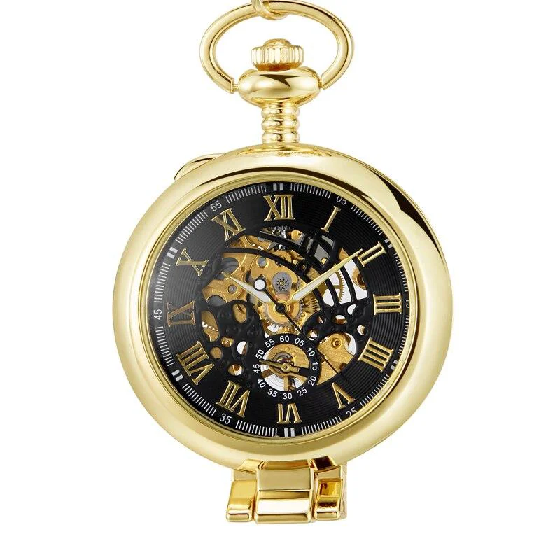 Clean Olaf Orkina Mechanical Skeleton Pocket Watch Golden Healthy