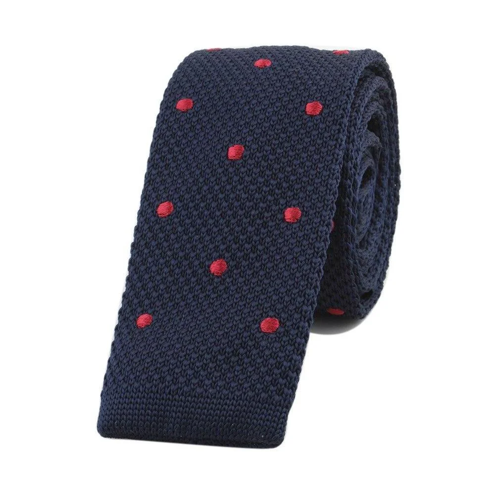 Authentic Polka Dot Flat End Knitted Tie Flexible