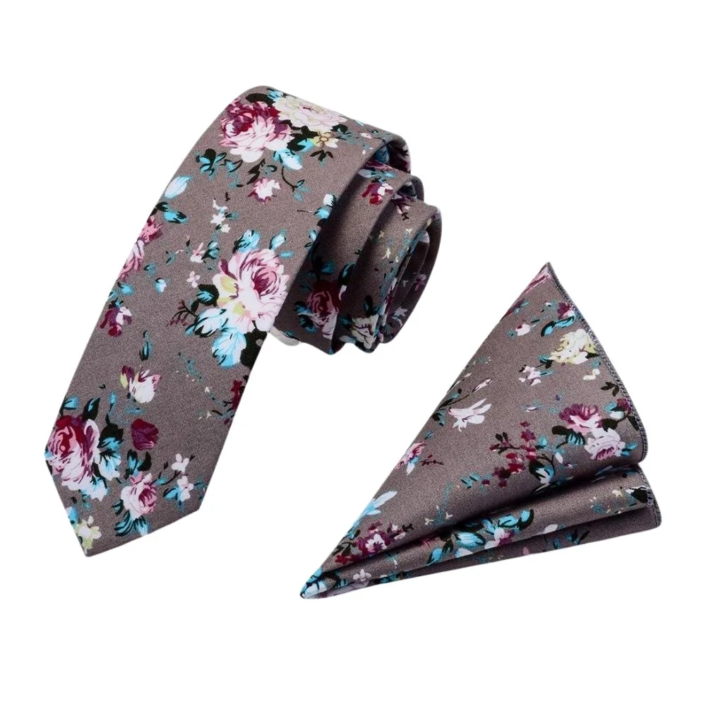 Contemporary Floral Cotton Tie Set Reusable