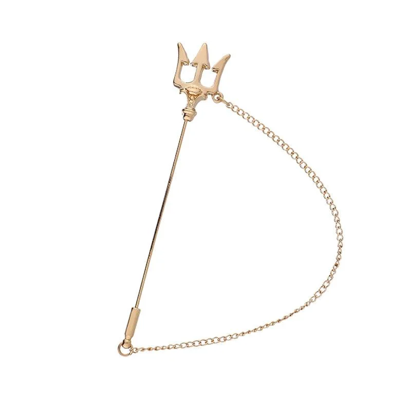Environmentally Friendly Trident Lapel Pin With Chain Recyclable