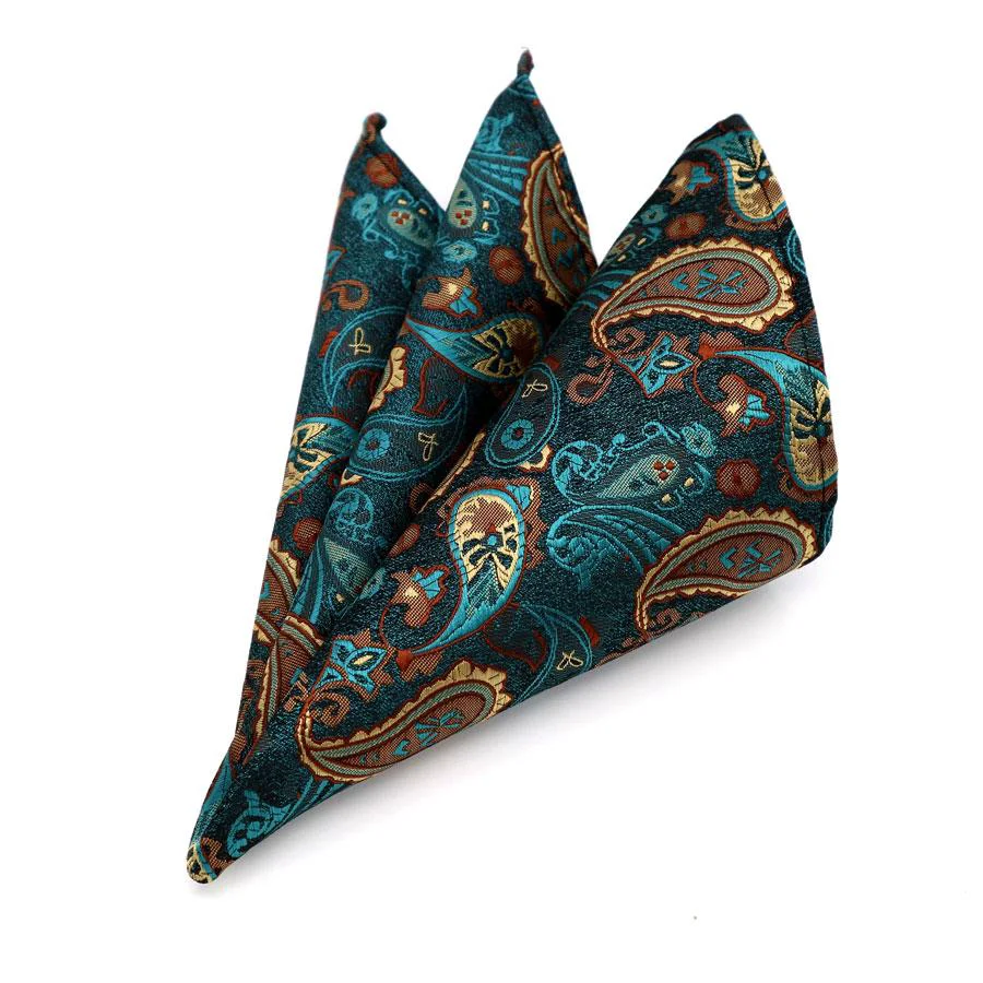 Natural Paisley Jacquard Silk Pocket Square Pure