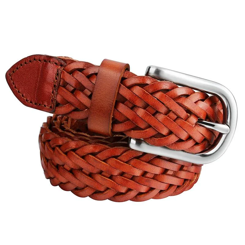 Detailed Lorenzo Braided Leather Belt Easy-to-Use