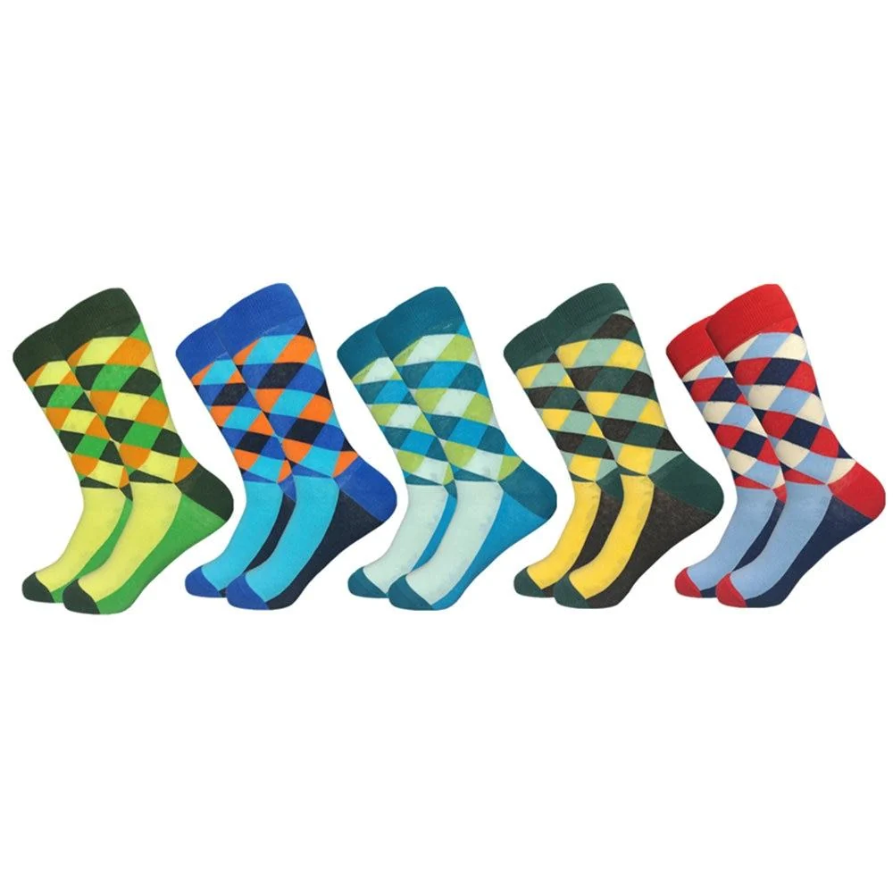 Proven High Cotton Gingham Casual Socks Set Recyclable