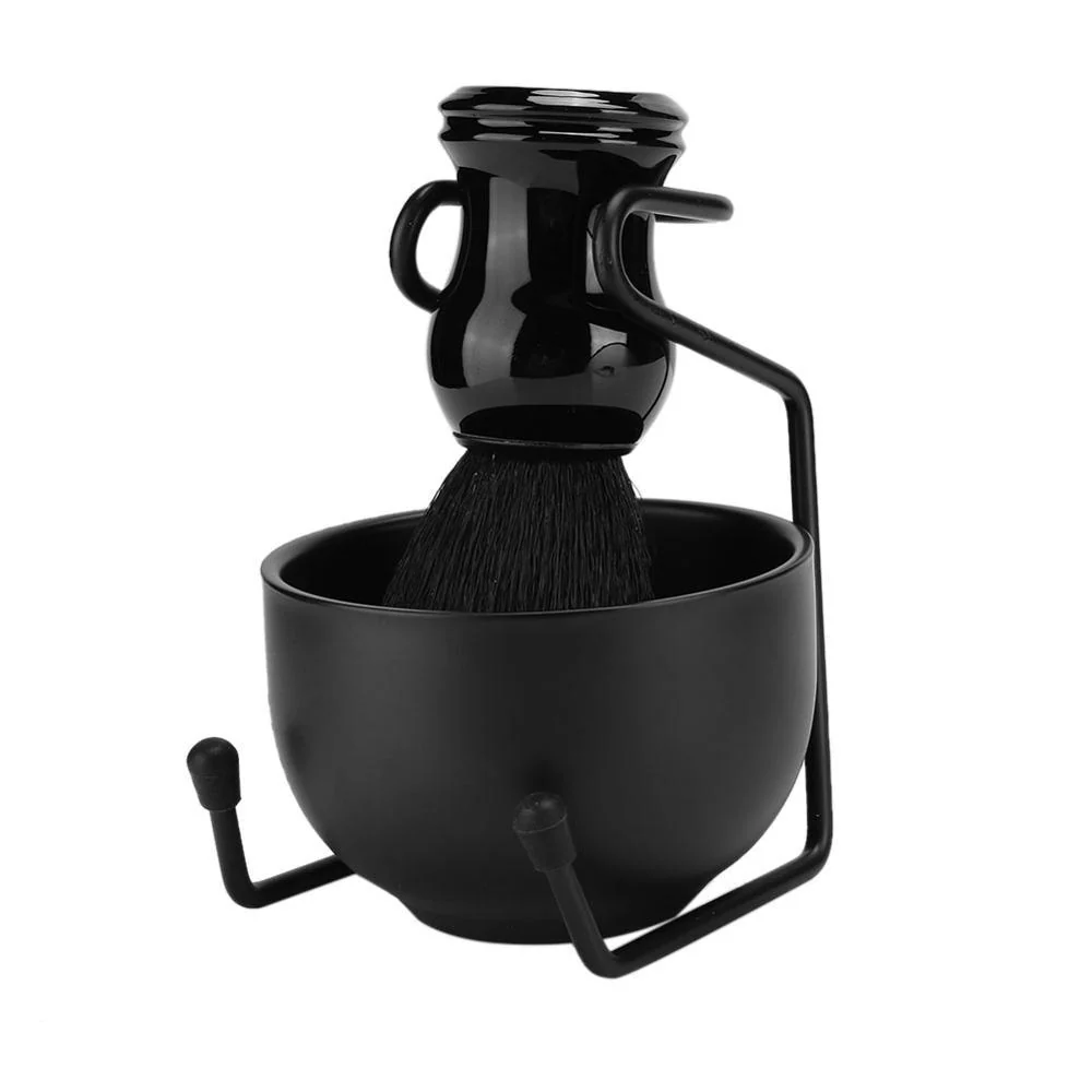 Next-Generation Professional Black Shaving Tool Set – Stand Brush Bowl Smooth