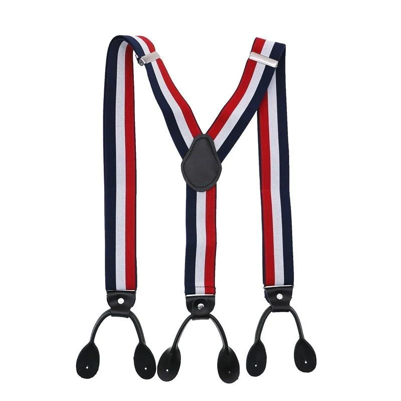 Elite Hugo Black Leather Button End Tuxedo Suspenders 35mm Trendy