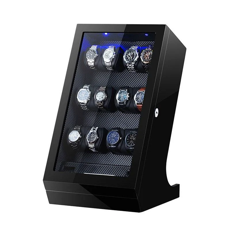 Effective Walter Carbon Fiber Automatic Watch Winder Organizer 12 2 Slots Enhanced