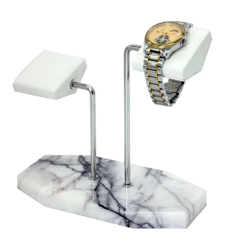 Solid Nikolas White Marble Double Watch Display Stand Holder High-Quality