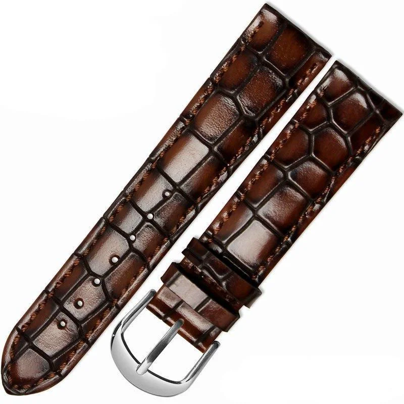Recyclable Silvio Embossed Leather Watch Strap With Silver Buckle Casual