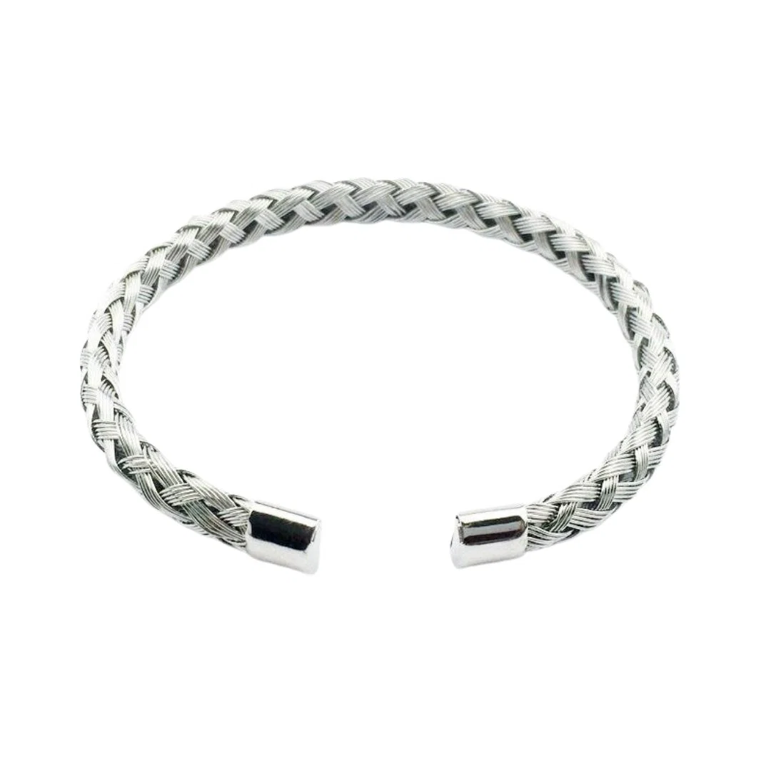 Superior Minimalist Braided Stainless Steel Cuff Bracelet Reusable