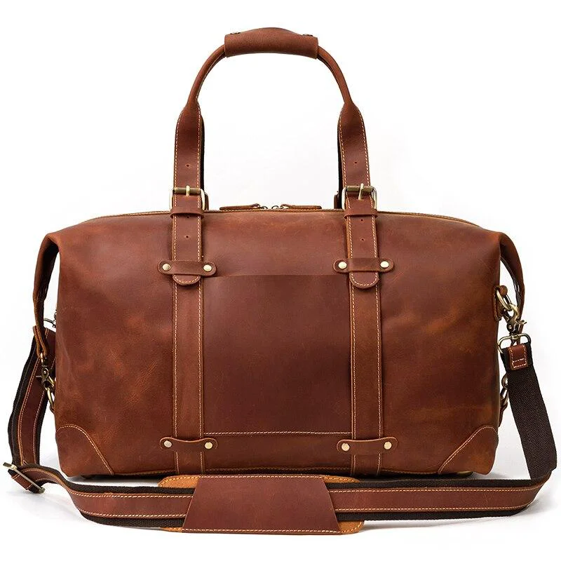Detailed Duncan Crazy Horse Leather Duffel Bag Contemporary