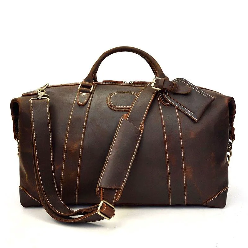 Luxury Henry Crazy Horse Leather Duffel Bag Premium Material