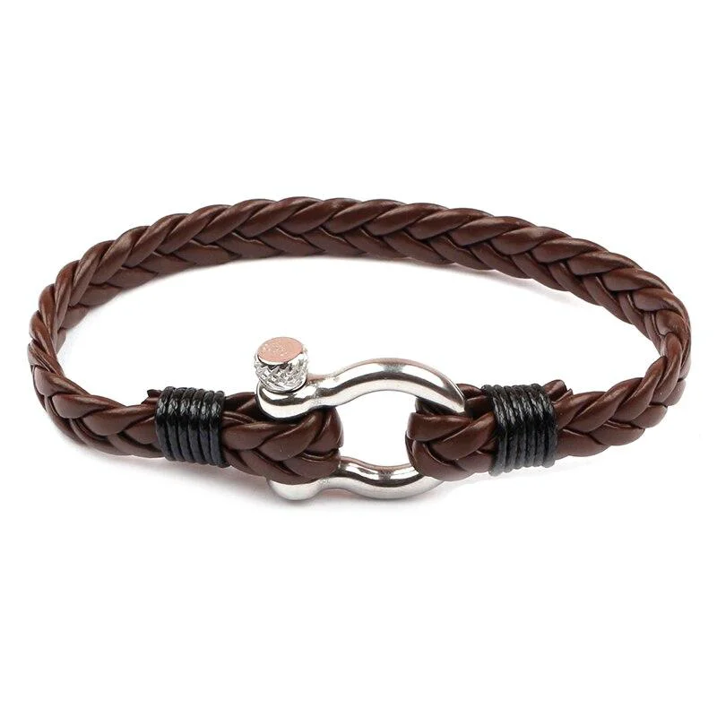 Enhanced Grillete de herradura Pulsera de cuero trenzado Optimized